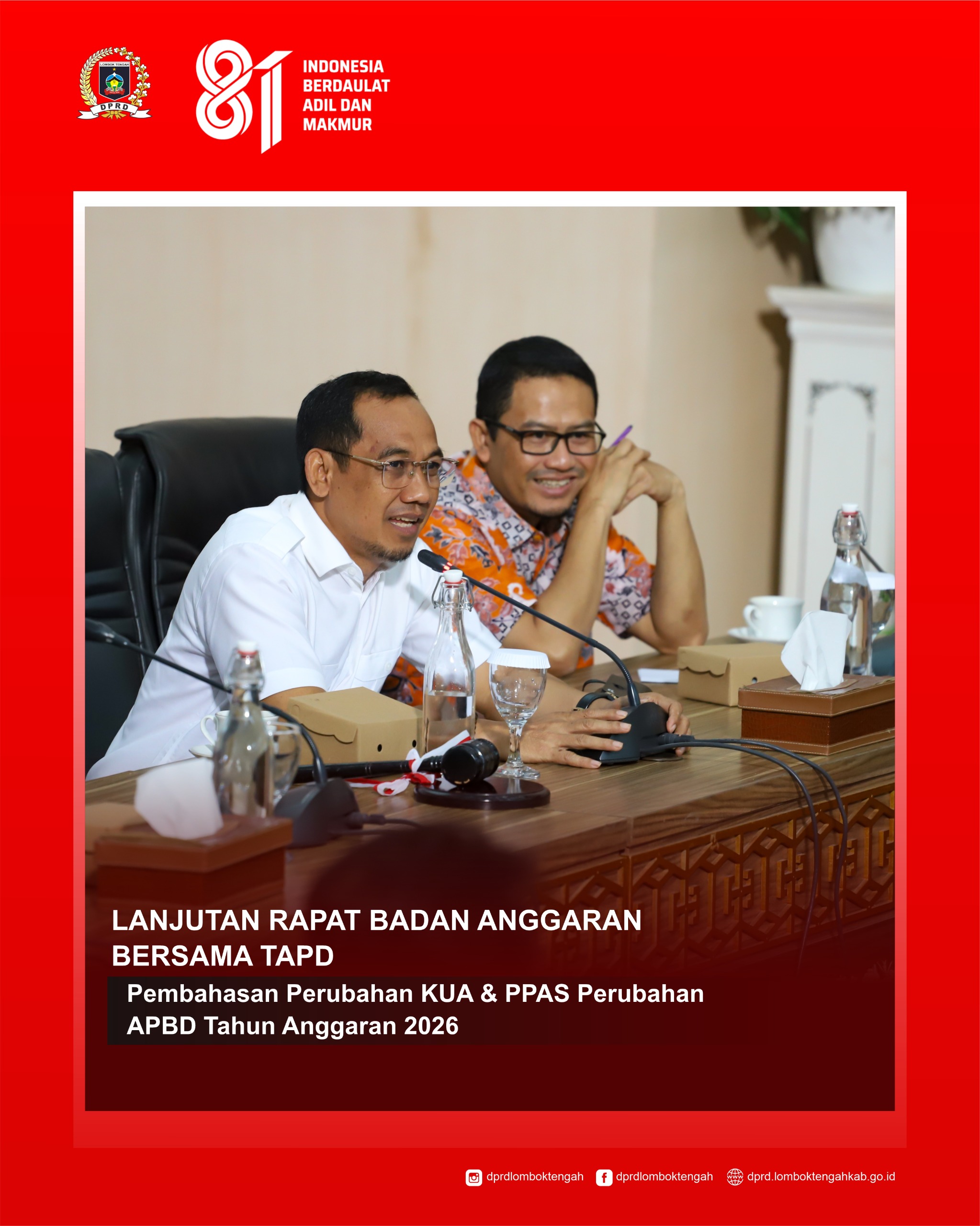 Banggar DPRD Lombok Tengah Bahas Perubahan KUA dan PPAS Perubahan APBD Tahun Anggaran 2026
